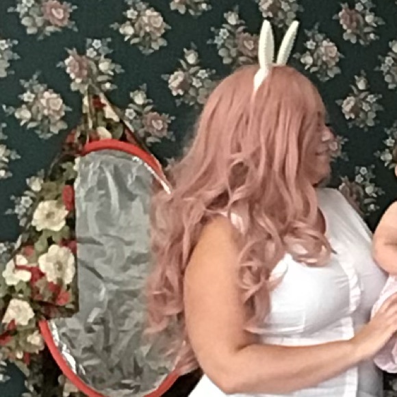 Dusty pink curly long cosplay wig synthetic - Picture 4 of 4